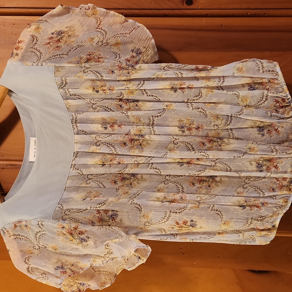 Paul & Joe Light Blue Floral Blouse
